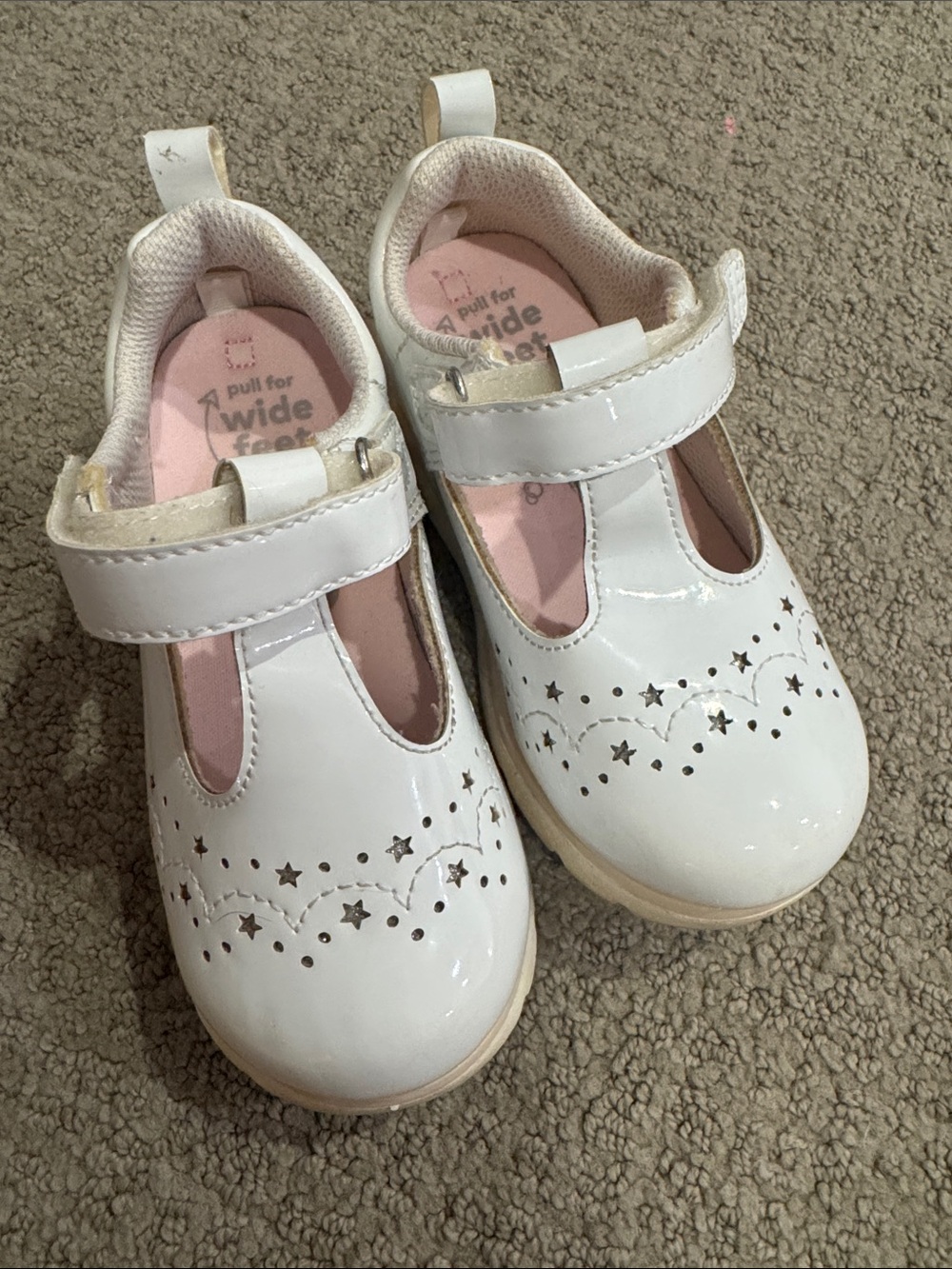 Stride Rite White Mary Jane Shoes with Pink Removable Insole